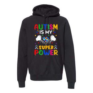 Funny Autism Is My Super Power Heart Puzzle Premium Hoodie