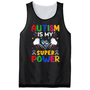 Funny Autism Is My Super Power Heart Puzzle Mesh Reversible Basketball Jersey Tank