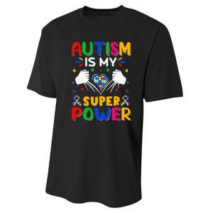 Funny Autism Is My Super Power Heart Puzzle Performance Sprint T-Shirt