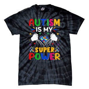 Funny Autism Is My Super Power Heart Puzzle Tie-Dye T-Shirt