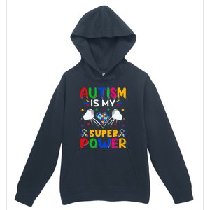 Funny Autism Is My Super Power Heart Puzzle Urban Pullover Hoodie