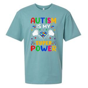 Funny Autism Is My Super Power Heart Puzzle Sueded Cloud Jersey T-Shirt