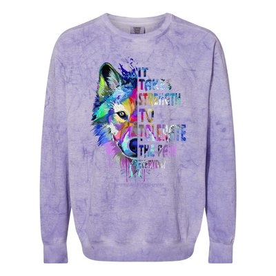 Fibromyalgia Awareness It Takes To Tolerate The Pain Colorblast Crewneck Sweatshirt