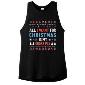 Funny All I Want For Christmas Is My Gross Pay Joke Quote Ladies PosiCharge Tri-Blend Wicking Tank