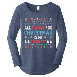 Funny All I Want For Christmas Is My Gross Pay Joke Quote Women's Perfect Tri Tunic Long Sleeve Shirt