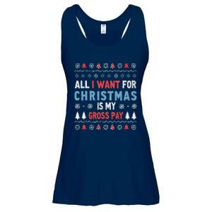 Funny All I Want For Christmas Is My Gross Pay Joke Quote Ladies Essential Flowy Tank