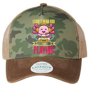 Funny Axolotl I Can Not Hear You I Am Gaming Headset Quote Gift Legacy Tie Dye Trucker Hat