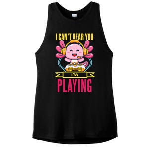 Funny Axolotl I Can Not Hear You I Am Gaming Headset Quote Gift Ladies PosiCharge Tri-Blend Wicking Tank