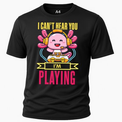 Funny Axolotl I Can Not Hear You I Am Gaming Headset Quote Gift Performance Shirt