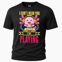 Funny Axolotl I Can Not Hear You I Am Gaming Headset Quote Gift Cooling Performance Crew T-Shirt