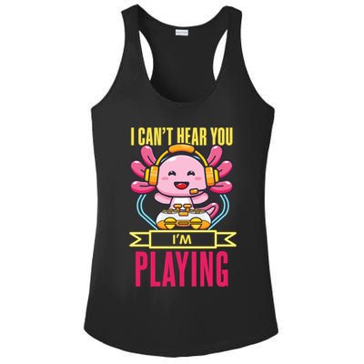 Funny Axolotl I Can Not Hear You I Am Gaming Headset Quote Gift Ladies PosiCharge Competitor Racerback Tank
