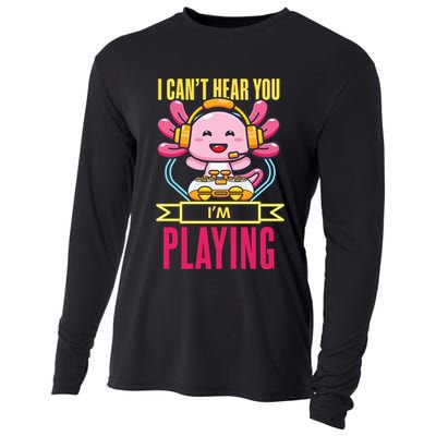 Funny Axolotl I Can Not Hear You I Am Gaming Headset Quote Gift Cooling Performance Long Sleeve Crew