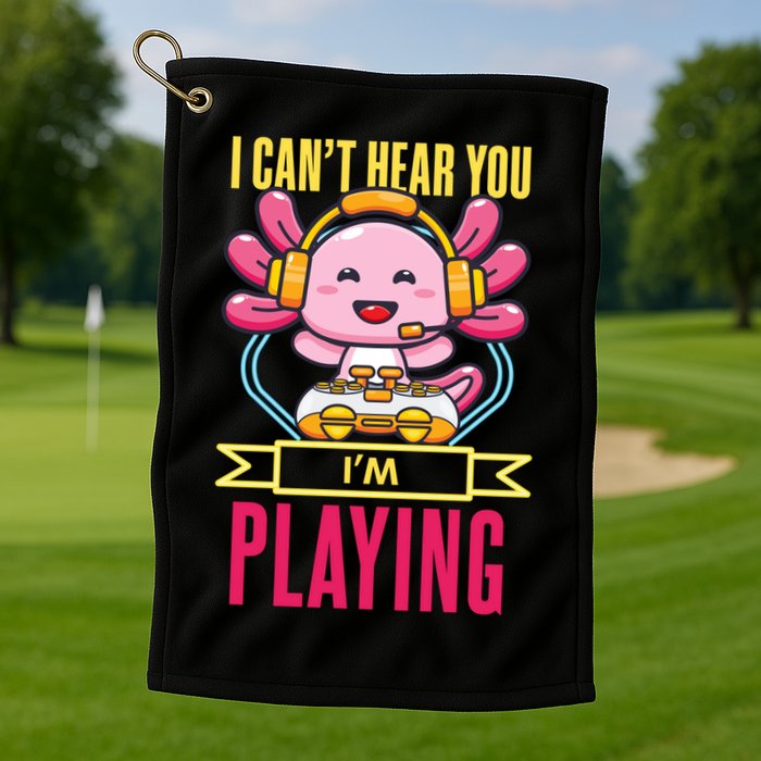 Funny Axolotl I Can Not Hear You I Am Gaming Headset Quote Gift Golf Towel
