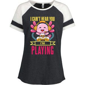 Funny Axolotl I Can Not Hear You I Am Gaming Headset Quote Gift Enza Ladies Jersey Colorblock Tee