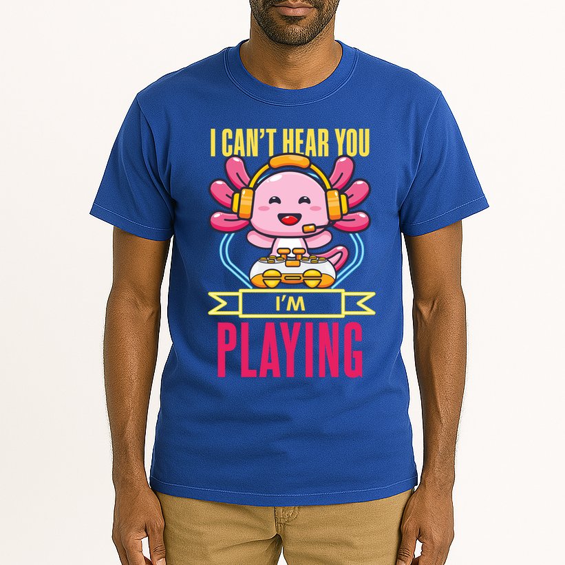 Funny Axolotl I Can Not Hear You I Am Gaming Headset Quote Gift Tall T-Shirt