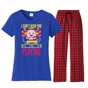 Funny Axolotl I Can Not Hear You I Am Gaming Headset Quote Gift Women's Flannel Pajama Set