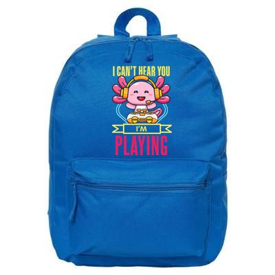 Funny Axolotl I Can Not Hear You I Am Gaming Headset Quote Gift 16 in Basic Backpack