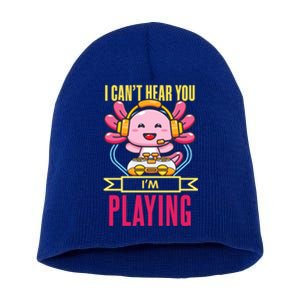 Funny Axolotl I Can Not Hear You I Am Gaming Headset Quote Gift Short Acrylic Beanie