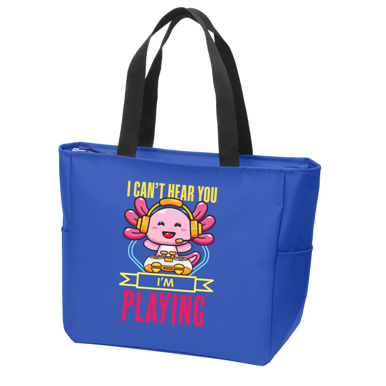Funny Axolotl I Can Not Hear You I Am Gaming Headset Quote Gift Zip Tote Bag