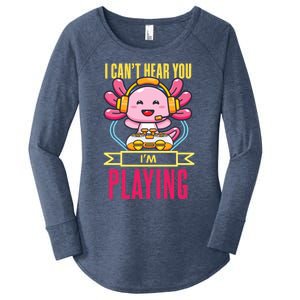 Funny Axolotl I Can Not Hear You I Am Gaming Headset Quote Gift Women's Perfect Tri Tunic Long Sleeve Shirt