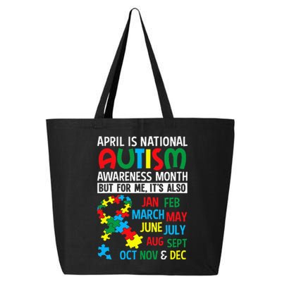 funny April is National Autism Awareness Month 25L Jumbo Tote