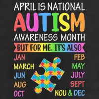 funny April is National Autism Awareness Month 7 Panel Mesh Trucker Snapback Hat