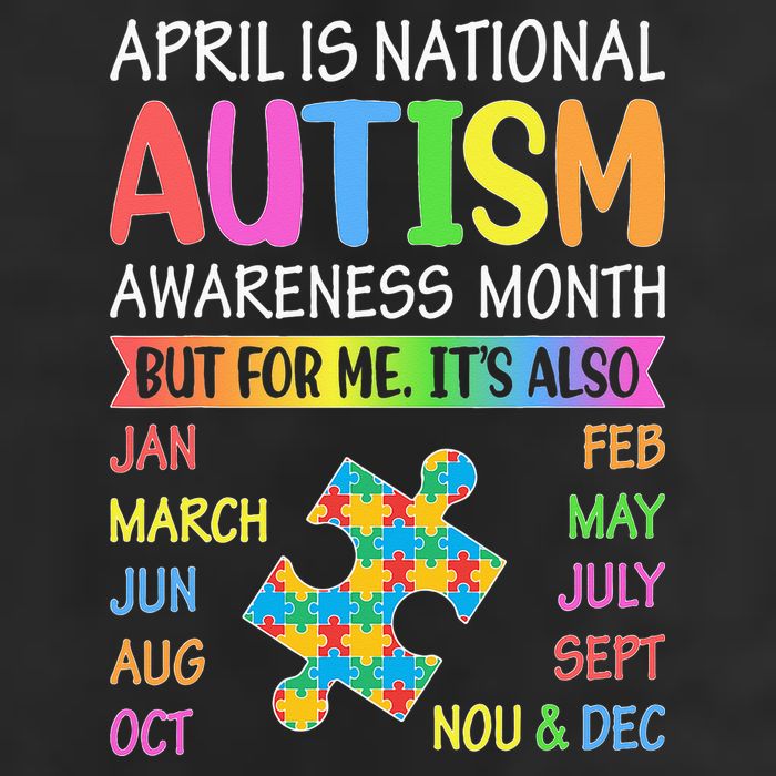 funny April is National Autism Awareness Month 7 Panel Mesh Trucker Snapback Hat
