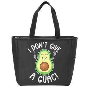 Funny Avocado I Dont Give A Guac Vegan Zip Tote Bag