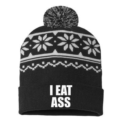 Funny Adult I Eat Ass Funny Adult Gag Gifts For All USA-Made Snowflake Beanie