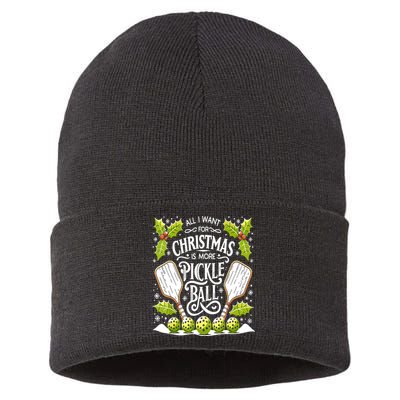 Funny All I Want For Christmas Is More Pickleball Player Gift Sustainable Knit Beanie