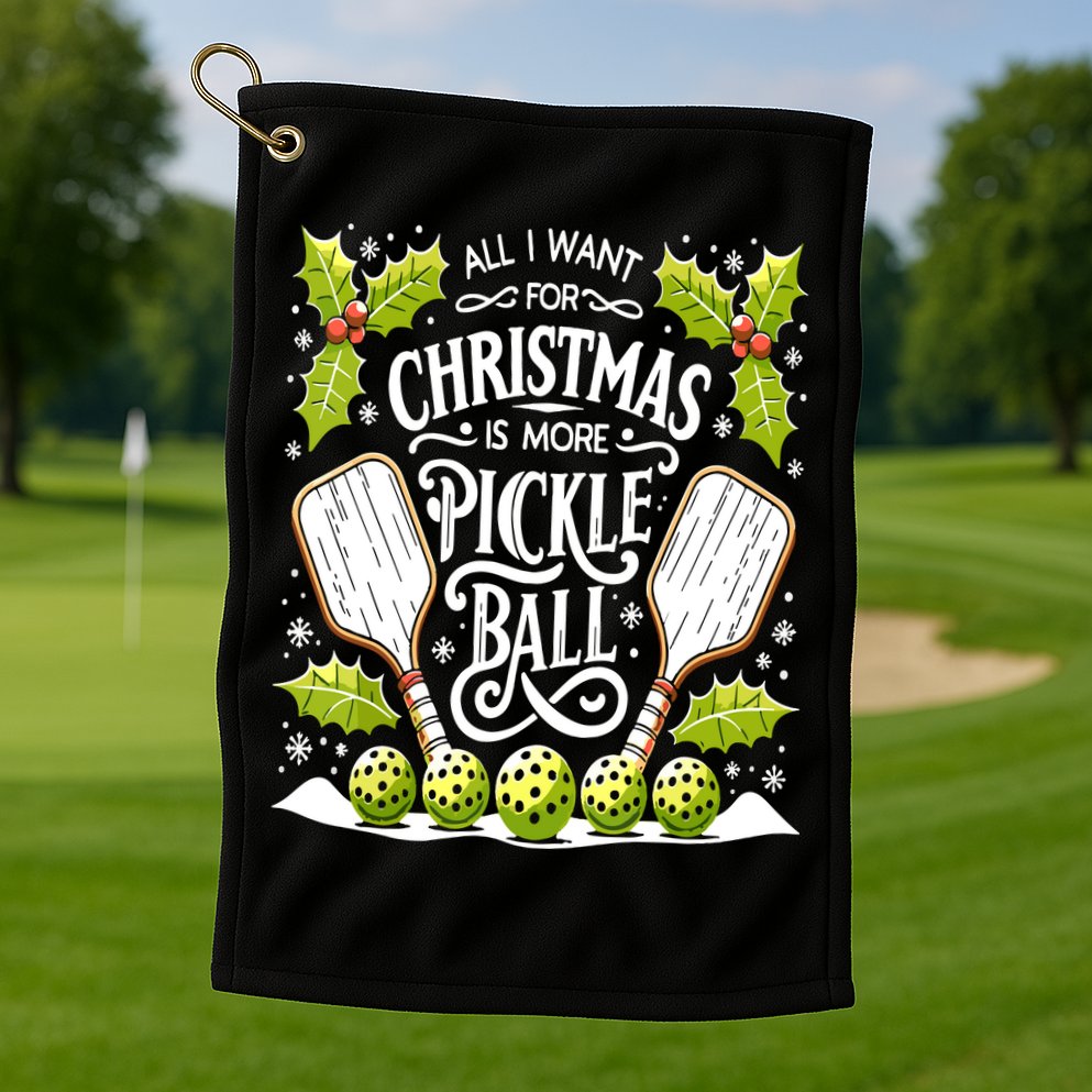 Funny All I Want For Christmas Is More Pickleball Player Gift Golf Towel