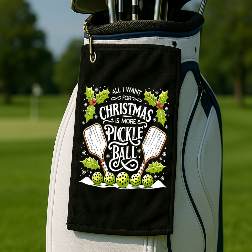 Funny All I Want For Christmas Is More Pickleball Player Gift Golf Towel