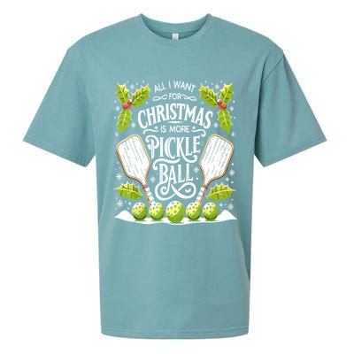 Funny All I Want For Christmas Is More Pickleball Player Gift Sueded Cloud Jersey T-Shirt