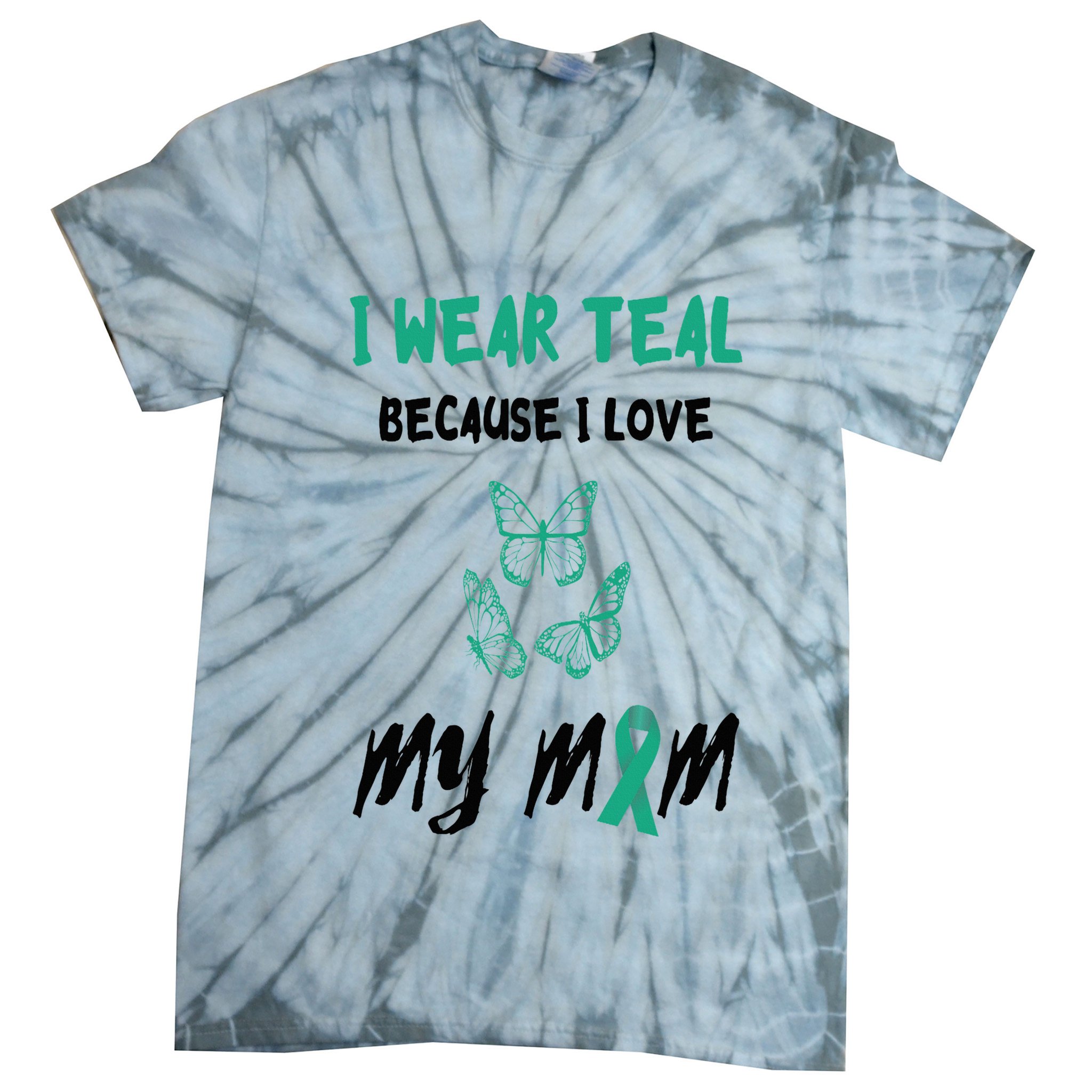 Food Allergy I Love My Mom Food Allergy Awareness Ribbon Tie-Dye T-Shirt