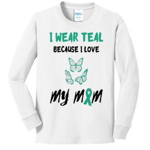 Food Allergy I Love My Mom Food Allergy Awareness Ribbon Kids Long Sleeve Shirt