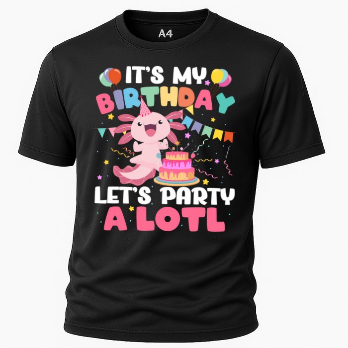 Funny Axolotl Its My Birthday Lets Party Alotl Family Cooling Performance Crew T-Shirt