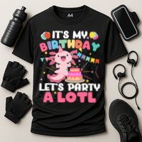 Funny Axolotl Its My Birthday Lets Party Alotl Family Cooling Performance Crew T-Shirt
