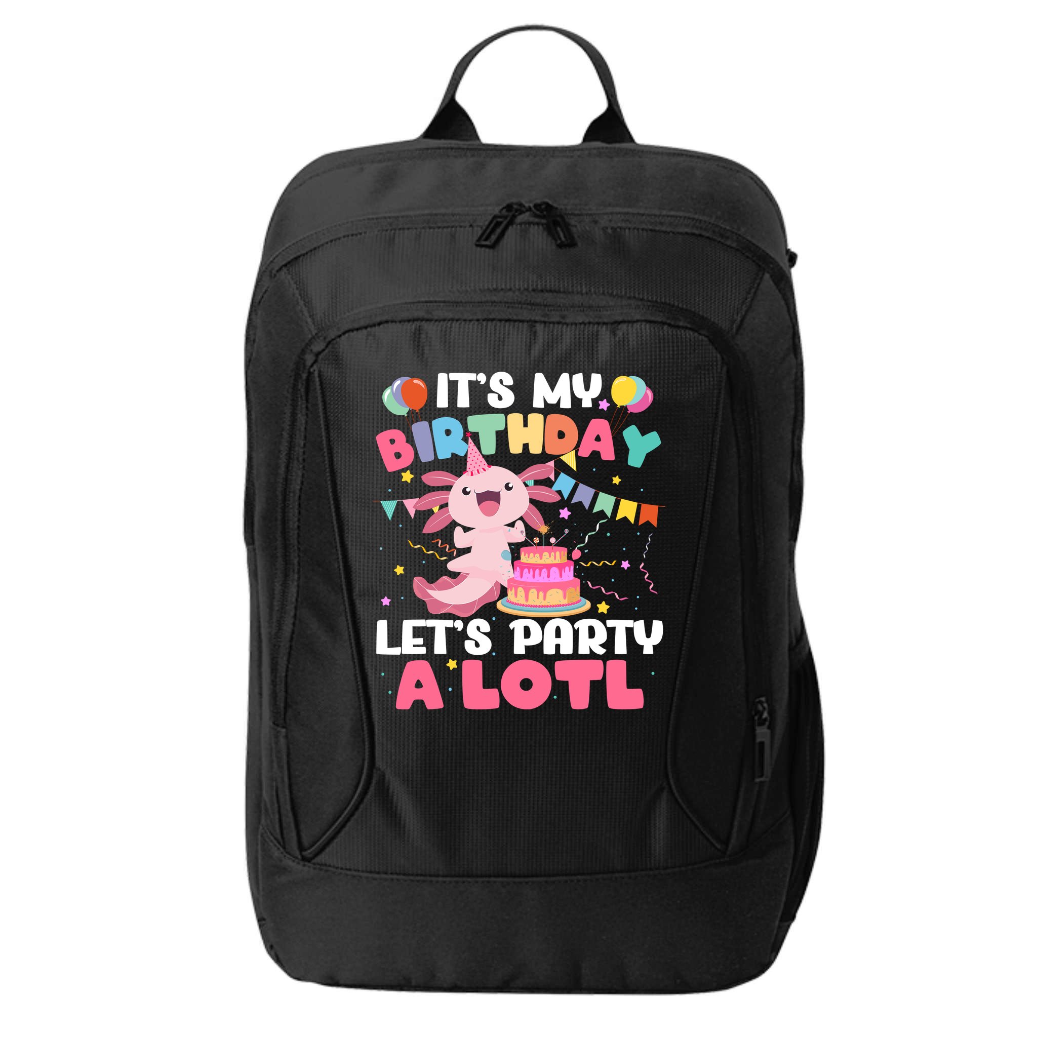Funny Axolotl Its My Birthday Lets Party Alotl Family City Backpack