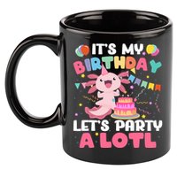 Funny Axolotl Its My Birthday Lets Party Alotl Family 11oz C Handle Ceramic Mug