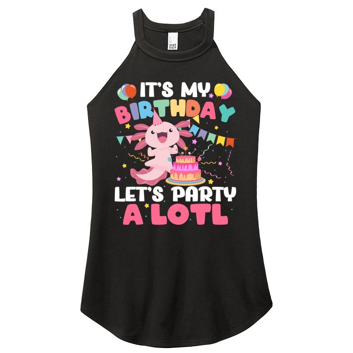 Funny Axolotl Its My Birthday Lets Party Alotl Family Women's Perfect Tri Rocker Tank