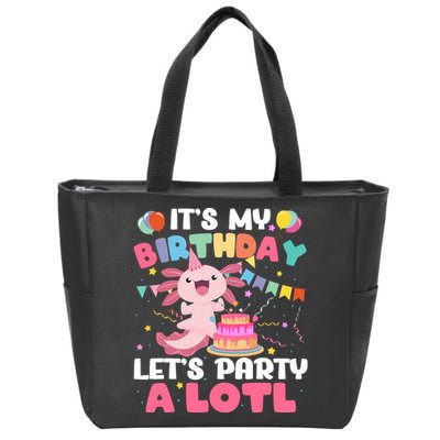 Funny Axolotl Its My Birthday Lets Party Alotl Family Zip Tote Bag
