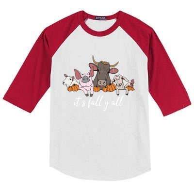 Farm Animals ItS Fall YAll Pumpkins Autumn Halloween Gift Kids Colorblock Raglan Jersey