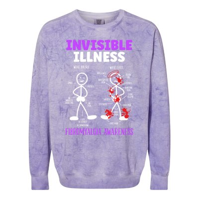 Fibromyalgia Awareness Invisible Illness Disease Survivor Funny Gift Colorblast Crewneck Sweatshirt