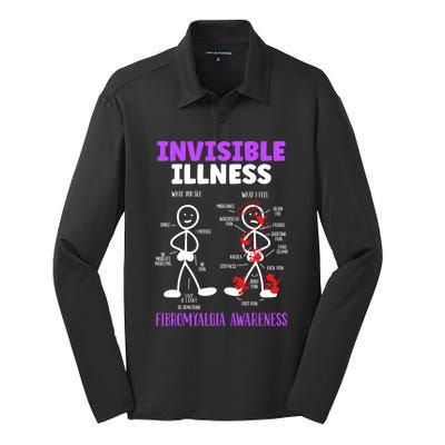 Fibromyalgia Awareness Invisible Illness Disease Survivor Funny Gift Silk Touch Performance Long Sleeve Polo