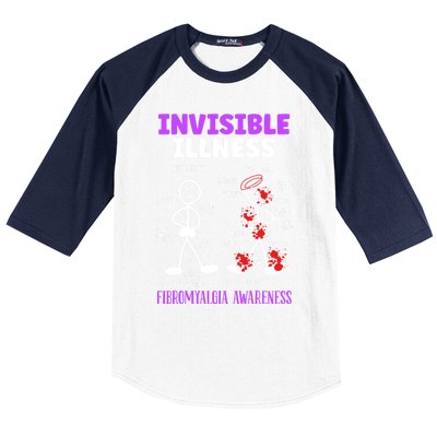 Fibromyalgia Awareness Invisible Illness Disease Survivor Funny Gift Baseball Sleeve Shirt