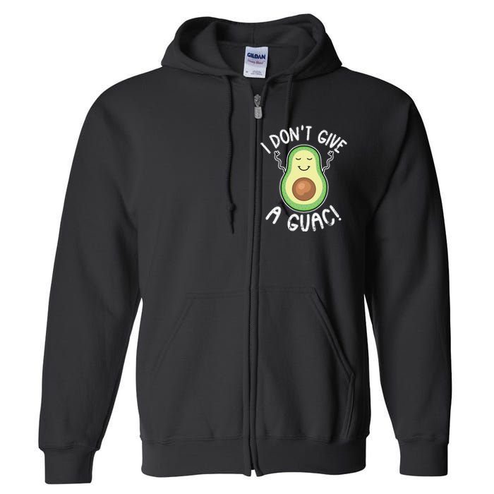 Funny Avocado I Don't Give A Guac Vegan Full Zip Hoodie