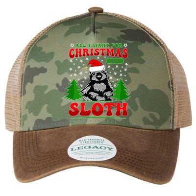 Funny All I Want For Christmas Is A Sloth Legacy Tie Dye Trucker Hat