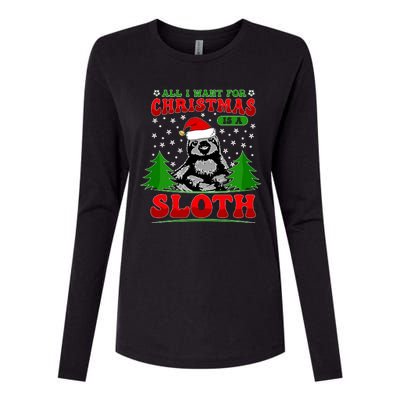 Funny All I Want For Christmas Is A Sloth Womens Cotton Relaxed Long Sleeve T-Shirt