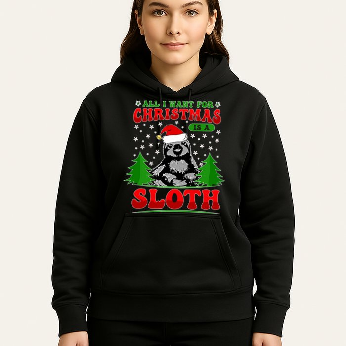 Funny All I Want For Christmas Is A Sloth Hoodie