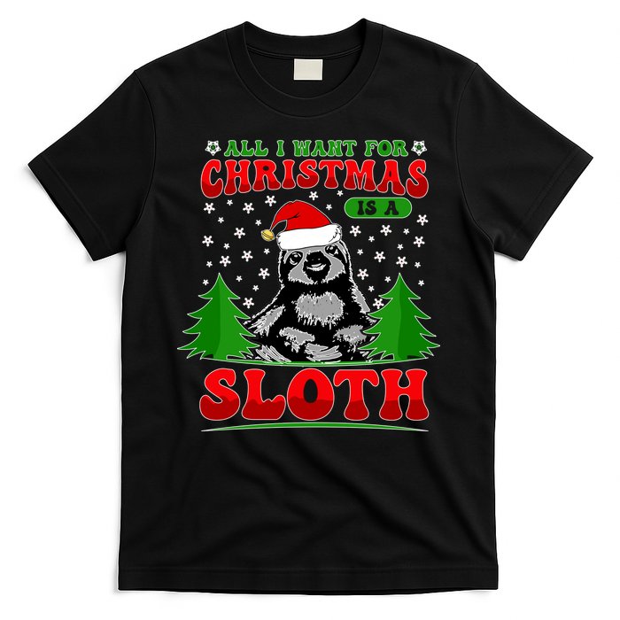 Funny All I Want For Christmas Is A Sloth T-Shirt